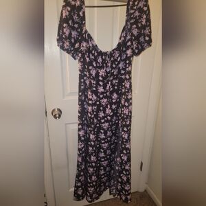 Floral Black and Violet Women's Dress